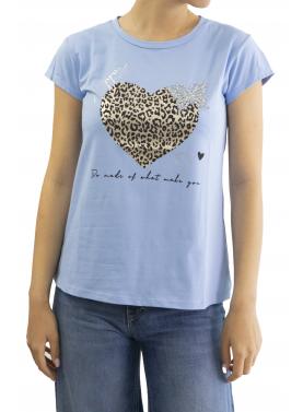 t shirt con cuore leopardato Happy 